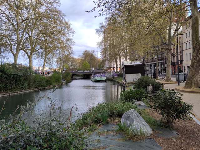 Midi canal in Toulouse with canal boat
