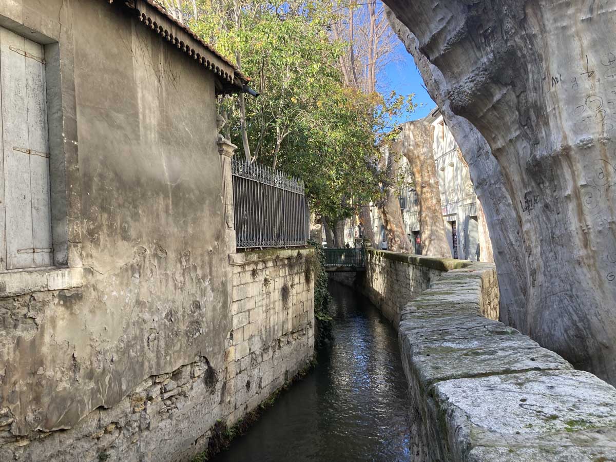 Mill creek running through Avignon, France.